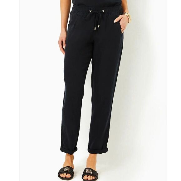 Lilly Pulitzer Pants - Lilly Pulitzer Taron Linen drawstring pant size xs black
